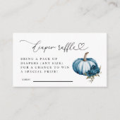 Blue Floral Pumpkin Diaper Raffle Ticket Begleitkarte (Vorderseite)
