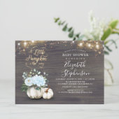 Blue Floral Pumpkin Vase Fall Boy Baby Dusche Einladung (Stehend Vorderseite)