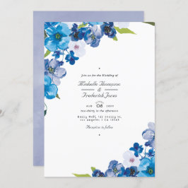 Blue Floral QR Code UAWG Wedding Einladung