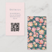 Blue Floral QR Code Wedding Enclosure Card Begleitkarte (Vorne/Hinten)