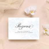 Blue Floral QR Code Wedding RSVP Calligraphy Karte