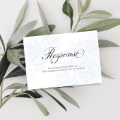 Blue Floral QR Code Wedding RSVP Calligraphy Karte