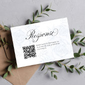 Blue Floral QR Code Wedding RSVP Insert Card Karte