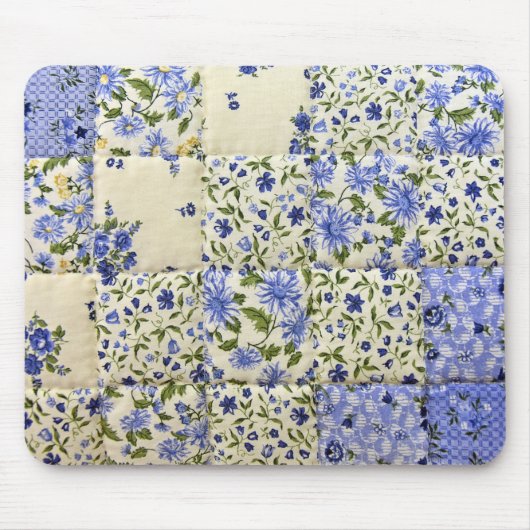 Blue Floral Quilt Mousepad (Vorne)