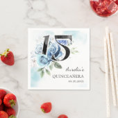 Blue Floral Quinceanera 15. Geburtstag Serviette (Beispiel)