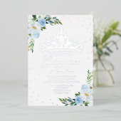 Blue Floral Quinceanera Folieneinladung (Stehend vorne)