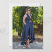 Blue Floral Quinceañera Foto Einladung (Rückseite)