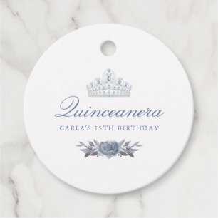 Blue Floral Quinceanera Geschenkanhänger