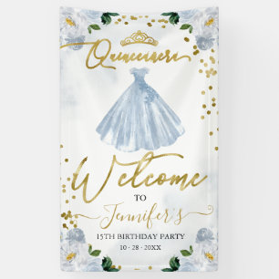 Blue Floral Quinceanera Willkommen Banner