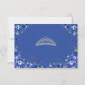Blue Floral Quinceñera Butterfells RSVP Card Karte (Rückseite)