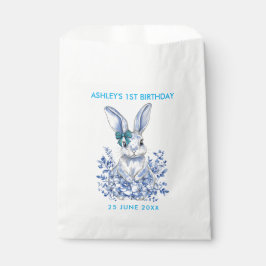 Blue Floral Rabbit 1. Geburtstag für Kinder Geschenktütchen
