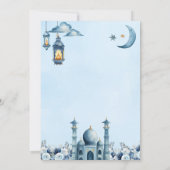 Blue Floral Ramadan Islam Eid Iftar Abendessen Einladung (Rückseite)