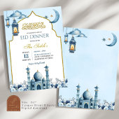 Blue Floral Ramadan Islam Eid Iftar Abendessen Einladung