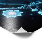Blue Floral Raven Fotodruck (Ecke)