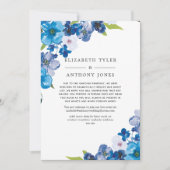 Blue Floral Reduced Wedding Guest List Ankündigung (Vorderseite)