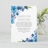 Blue Floral Reduced Wedding Guest List Ankündigung (Stehend Vorderseite)