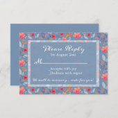 Blue Floral Repair Card RSVP Karte (Vorne/Hinten)