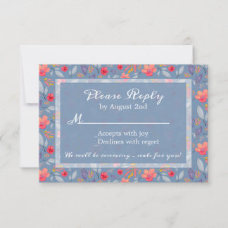 Blue Floral Repair Card RSVP Karte