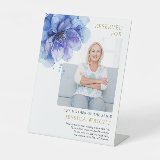 Blue Floral Reserviert für eine Hochzeit im Foto R Sockelschild (Vorderseite)