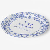 Blue Floral Retirement Party Pappteller (Schrägansicht)