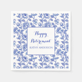 Blue Floral Retirement Party Serviette
