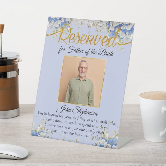 Blue Floral Rettete ein Foto für Hochzeiten Sockelschild (In SItu)