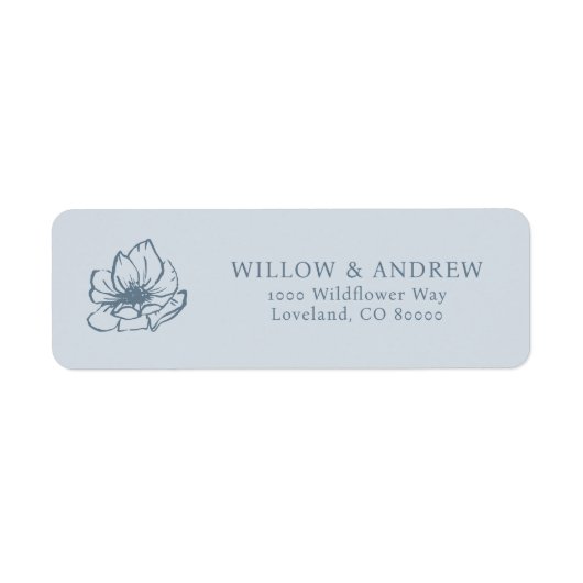Blue Floral Return Address Label (Vorne)