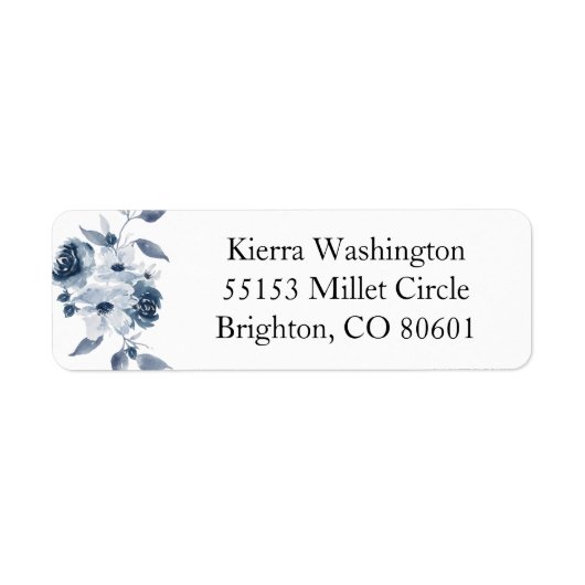 Blue Floral Return Address Label (Vorne)