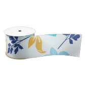 Blue Floral Ribbon Satinband (Spule)