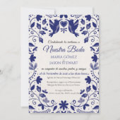 Blue Floral Romantic Aesthetic Spanish Wedding Einladung (Vorderseite)