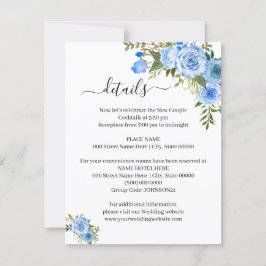 Blue Floral Romantic Boho Chic Details Beilage Kar Einladung