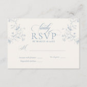 Blue Floral Romantic Calligraphy Garden Wedding RSVP Karte (Vorderseite)