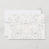Blue Floral Romantic Calligraphy with QR Code RSVP Karte (Rückseite)