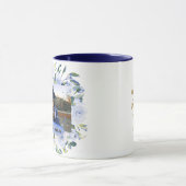 Blue Floral Rose Abschluss Personalisiertes Foto Tasse (Zentrum)