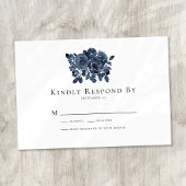 Blue Floral Rose Wedding RSVP Card Mitteilungskarte