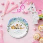 Blue Floral Rose Woodland Forest Boy Baby Dusche Pappteller (Party)