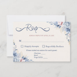 Blue Floral RSVP Card