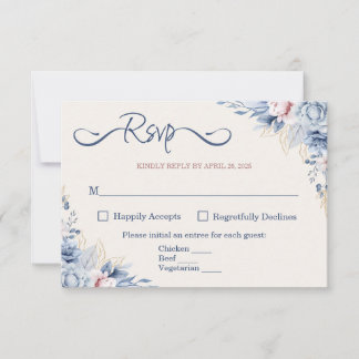 Blue Floral RSVP Card