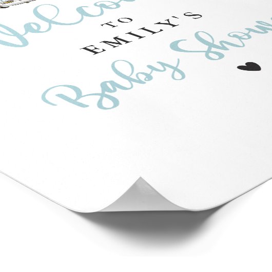 Blue Floral Safari Animals Drive by Baby Dusche Poster (Ecke)