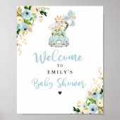 Blue Floral Safari Animals Drive by Baby Dusche Poster (Vorne)