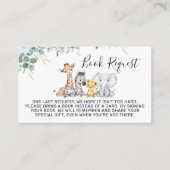 Blue Floral Safari Tiere Buchanfrage einfügen Begleitkarte (Vorderseite)