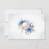 Blue Floral Sand Dollar Beach Einladung Hochzeitsf (Rückseite)