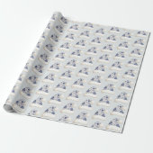 Blue Floral Santa Hats Christmas Geschenkpapier (Ungerollt)