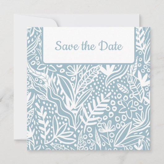 Blue Floral Save the Date (Vorderseite)