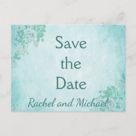 Blue Floral Save the Date Ankündigungspostkarte