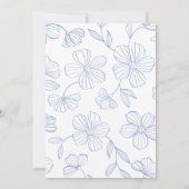 Blue Floral Save the Date Einladung (Rückseite)
