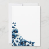 Blue Floral Save the Date Einladung (Rückseite)