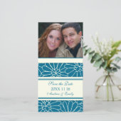Blue Floral Save the Date Hochzeitskarten (Stehend Vorderseite)