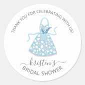 Blue Floral Schürze Brautparty Umschlag Aufkleber (Vorderseite)