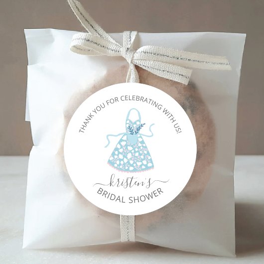 Blue Floral Schürze Brautparty Umschlag Aufkleber